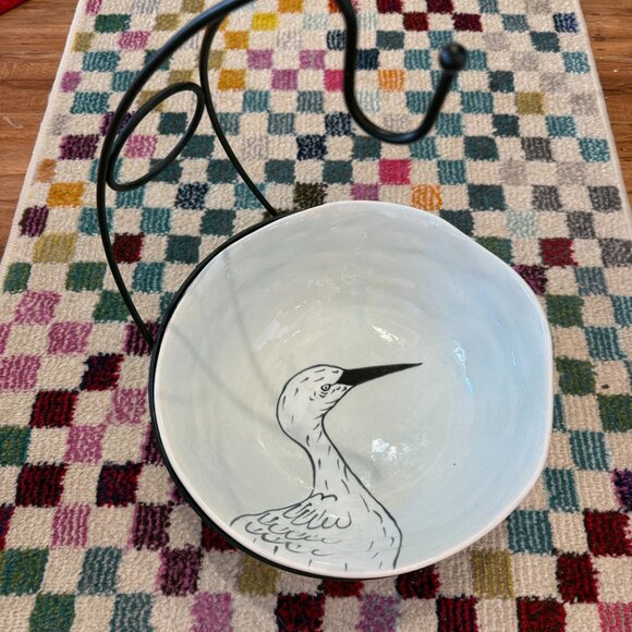 GEMMA ORKIN ⭐️ WEST ELM 11” Serving Bowl Pasta Bowl w Wrought Iron Frame - Picture 1 of 6